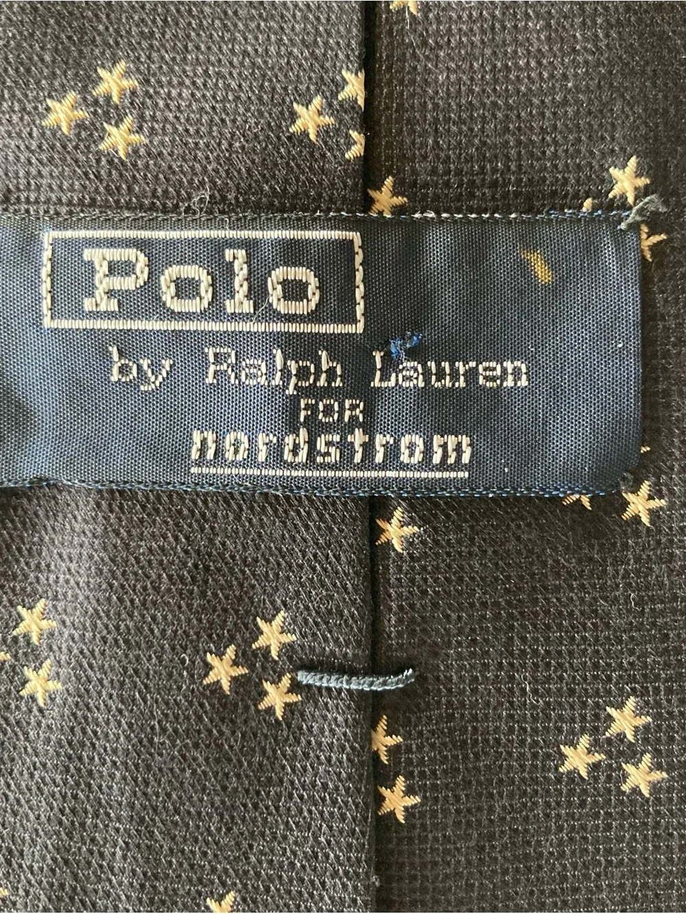 Vintage Polo Ralph Lauren Mens 100% Silk tie. Black/gold stars. Made by hand USA